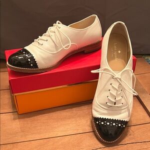 Kate Spade White and Black patent leather Cap Toe Oxford style
